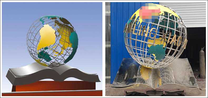 不銹鋼地球，景觀地球雕塑，學校地球儀擺件