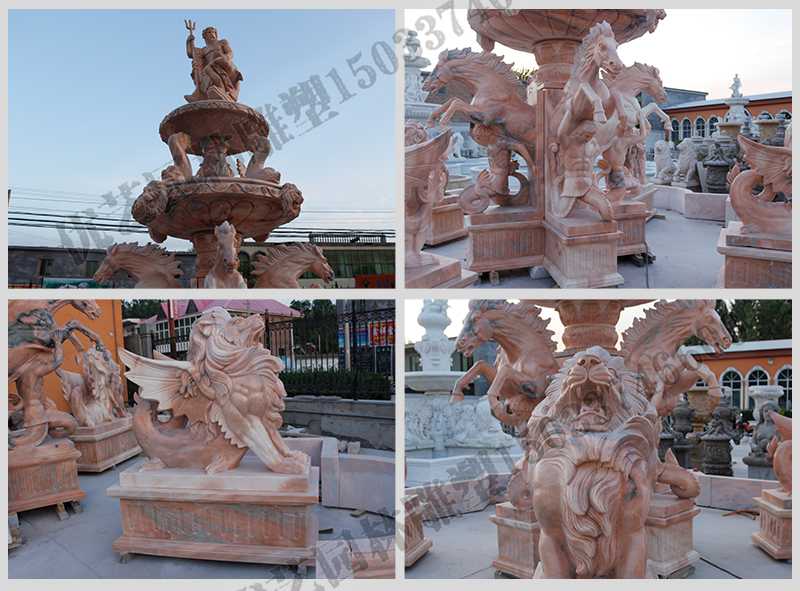 大理石景觀噴泉，石雕噴泉廠家，歐式人物動物噴泉