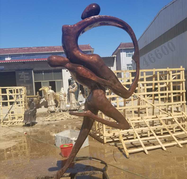 抽象舞蹈人物銅雕塑，銅男女跳舞雕塑，抽象銅人物雕塑